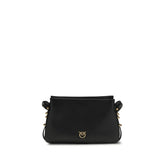 PINKO Black Calf Leather Bos Taurus Shoulder Bag