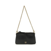PINKO Black Calf Leather Bos Taurus Shoulder Bag
