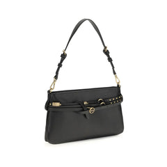PINKO Black Calf Leather Bos Taurus Shoulder Bag