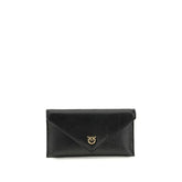 PINKO Black Calf Leather Bos Taurus Shoulder Bag