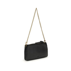 PINKO Black Calf Leather Bos Taurus Shoulder Bag