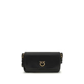 PINKO Black Calf Leather Bos Taurus Shoulder Bag