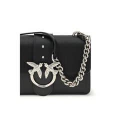PINKO Black Calf Leather Bos Taurus Shoulder Bag