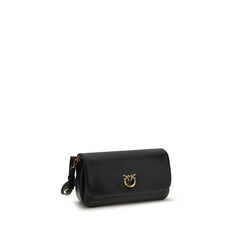 PINKO Black Calf Leather Bos Taurus Shoulder Bag