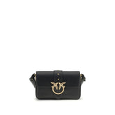 PINKO Black Calf Leather Bos Taurus Shoulder Bag