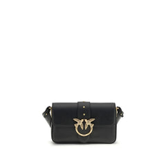 PINKO Black Calf Leather Bos Taurus Shoulder Bag