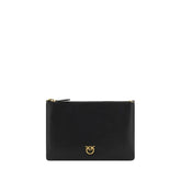 PINKO Black Calf Leather Bos Taurus Shoulder Bag