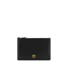 PINKO Black Calf Leather Bos Taurus Shoulder Bag
