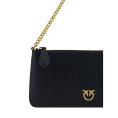 PINKO Black Calf Leather Bos Taurus Shoulder Bag