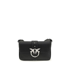 PINKO Black Calf Leather Bos Taurus Shoulder Bag