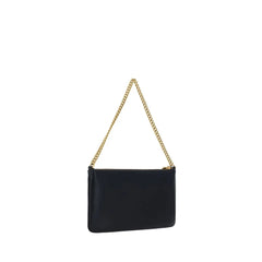 PINKO Black Calf Leather Bos Taurus Shoulder Bag