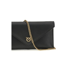 PINKO Black Calf Leather Bos Taurus Shoulder Bag