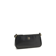 PINKO Black Calf Leather Bos Taurus Shoulder Bag