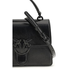 PINKO Black Calf Leather Bos Taurus Shoulder Bag - Shoulder Bags