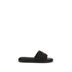 PINKO Black Calf Leather Bos Taurus Slides