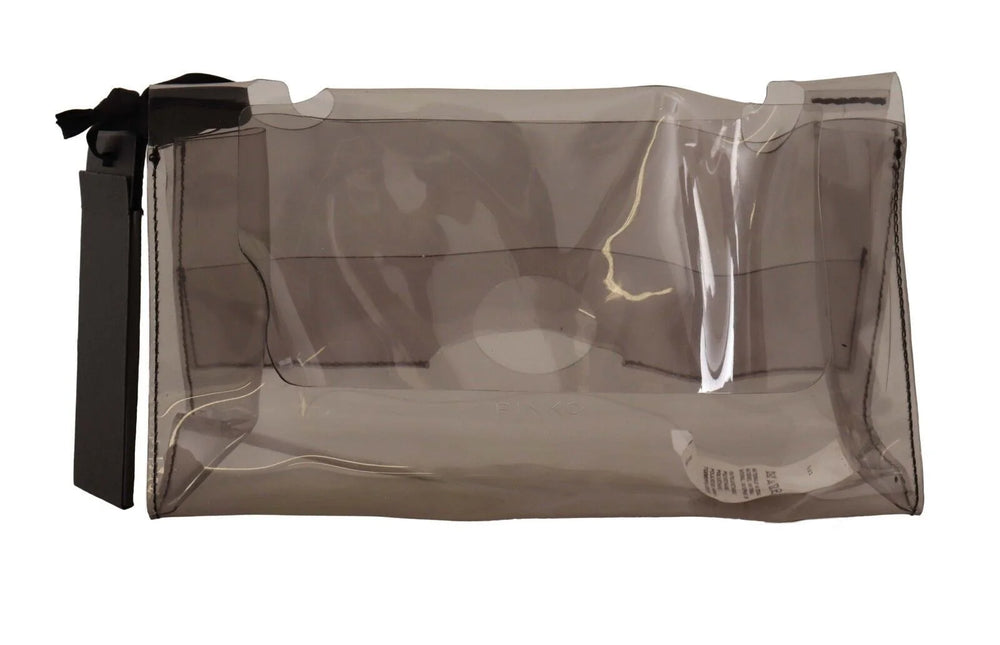 PINKO Black Clear Plastic Transparent Pouch Purse Clutch Bag - Clutch Bags