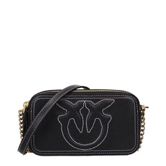 PINKO Black Leather Crossbody Bag