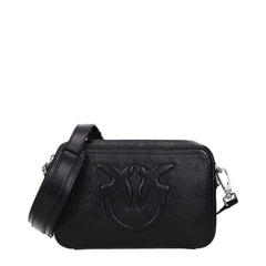PINKO Black Leather Crossbody Bag