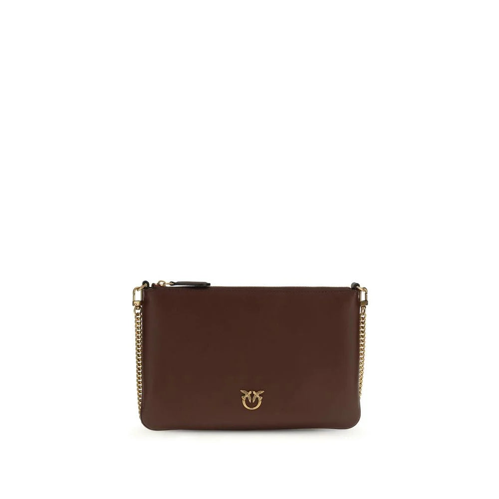 PINKO Bordeaux Calf Leather Bos Taurus Shoulder Bag