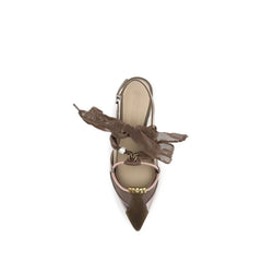 PINKO Brown Calf Leather Bos Taurus Ballet Flats - EU38/US8