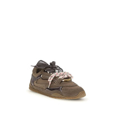 PINKO Brown Calf Leather Bos Taurus Chunky Sneakers