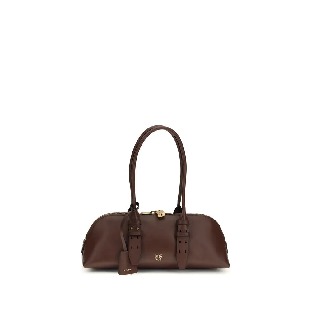 PINKO Brown Calf Leather Bos Taurus Shoulder Bag