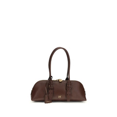 PINKO Brown Calf Leather Bos Taurus Shoulder Bag