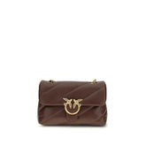 PINKO Brown Calf Leather Bos Taurus Shoulder Bag