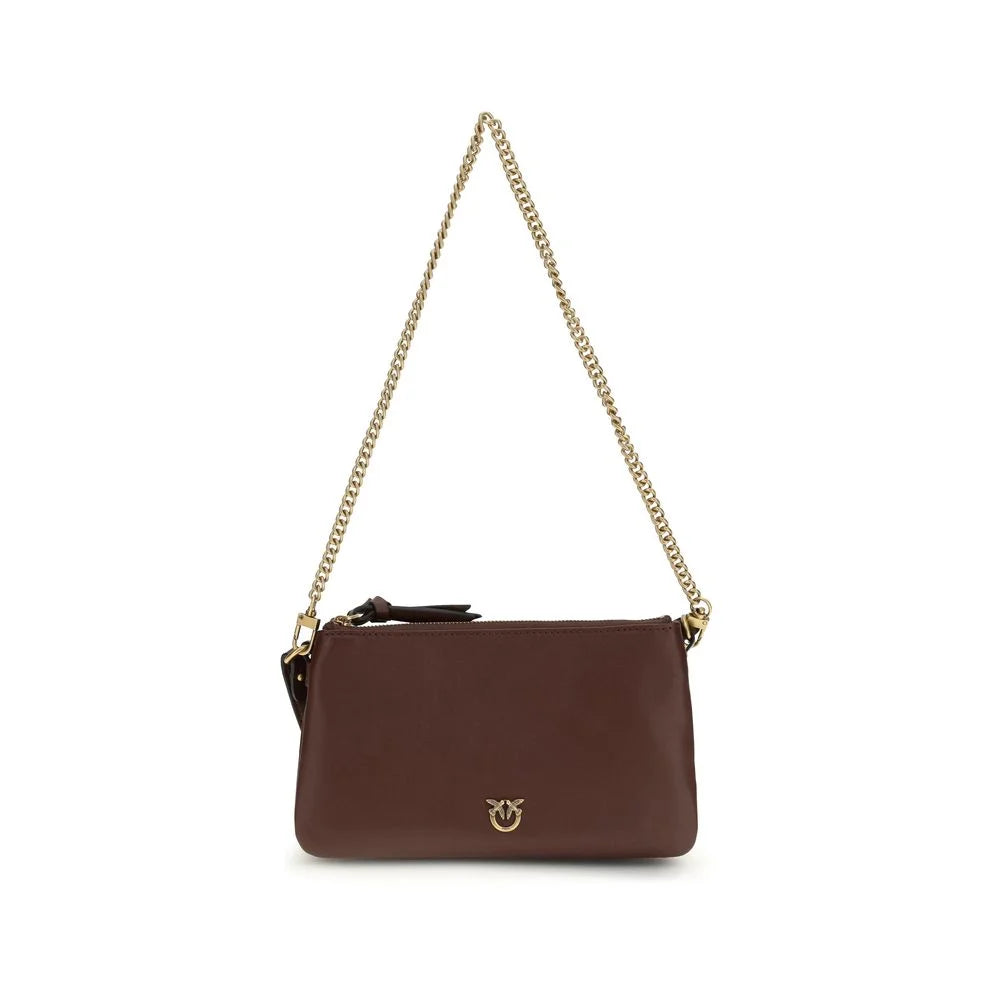 PINKO Brown Calf Leather Bos Taurus Shoulder Bag