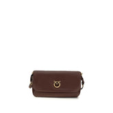 PINKO Brown Calf Leather Bos Taurus Shoulder Bag