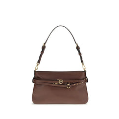 PINKO Brown Calf Leather Bos Taurus Shoulder Bag