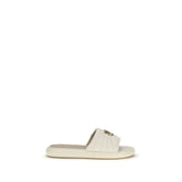 PINKO Cream Calf Leather Bos Taurus Flat Sandals