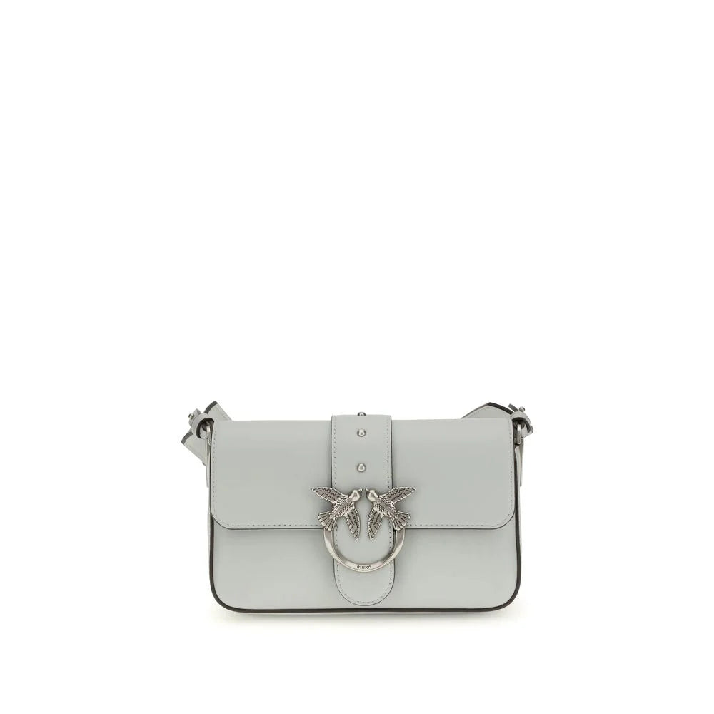 PINKO Gray Calf Leather Bos Taurus Shoulder Bag