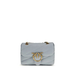 PINKO Light Blue Calf Leather Bos Taurus Shoulder Bag