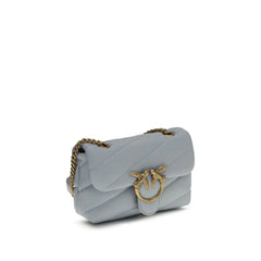 PINKO Light Blue Calf Leather Bos Taurus Shoulder Bag
