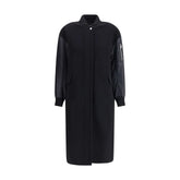 PINKO Long Coat in wool-blend cloth and technical satin - Overcoats
