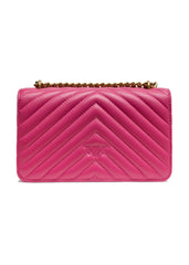 PINKO Pink Leather Love One Mini Shoulder Bag