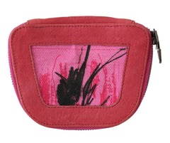 PINKO Pink Suede Printed Coin Holder Women Fabric Zippered Purse - Coin Purses