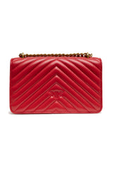 PINKO Red Leather Love One Mini Shoulder Bag - Shoulder Bags