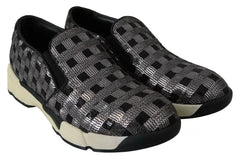 PINKO Silver Black Slip-on Sequence Design Sneakers Shoes - EU39/US8.5 - Sneakers