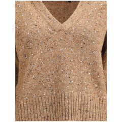 PINKO V-neck Sweater with rhinestones - Sweaters