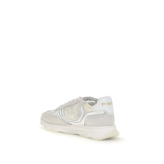 PINKO White Calf Leather Bos Taurus Athletic Sneakers