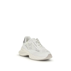 PINKO White Calf Leather Bos Taurus Chunky Sneakers