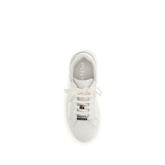 PINKO White Calf Leather Bos Taurus Low Top Sneakers
