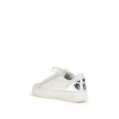 PINKO White Calf Leather Bos Taurus Low Top Sneakers