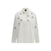 PINKO White Calf Leather Bos Taurus Pattern Shirt