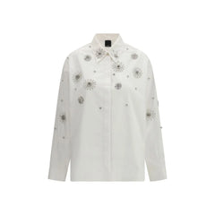 PINKO White Calf Leather Bos Taurus Pattern Shirt
