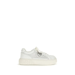 PINKO White Calf Leather Bos Taurus Platform Sneakers