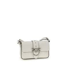PINKO White Calf Leather Bos Taurus Shoulder Bag