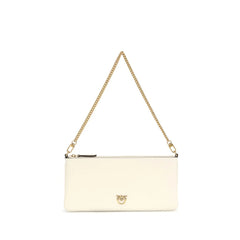 PINKO White Calf Leather Bos Taurus Shoulder Bag